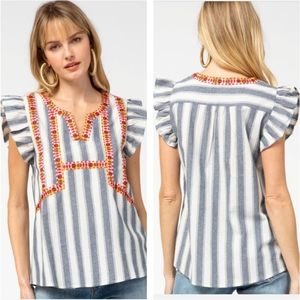 NWT~ ENTRO Boho Embroidered Top
